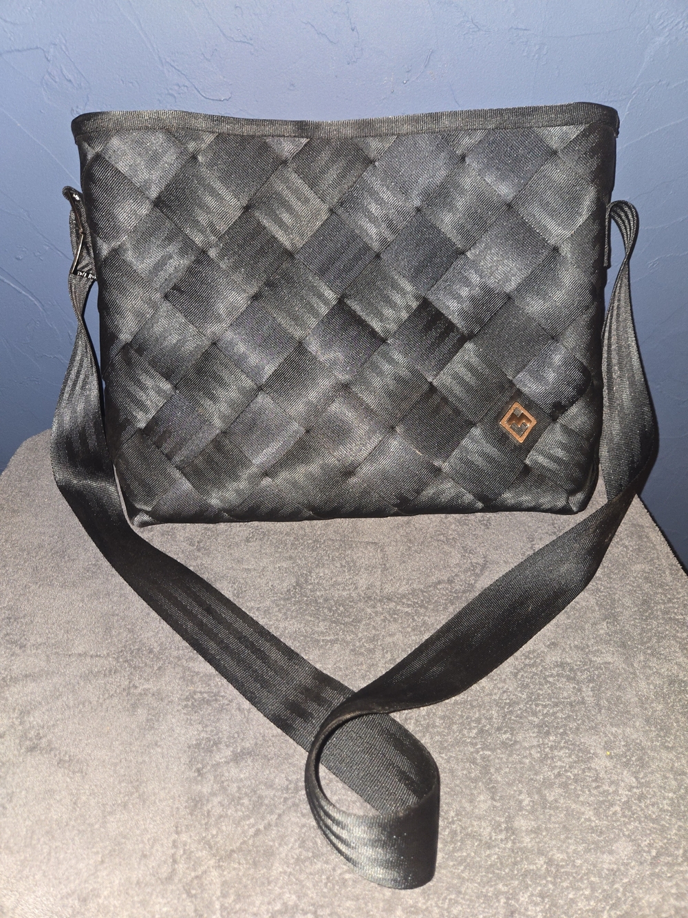 Black Woven Crossbody Bag